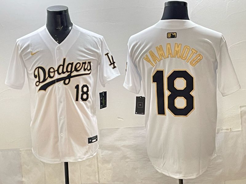 Men 2026 Nike Los Angeles Dodgers #18 Yamamoto White Game MLB Jersey 017->los angeles dodgers->MLB Jersey